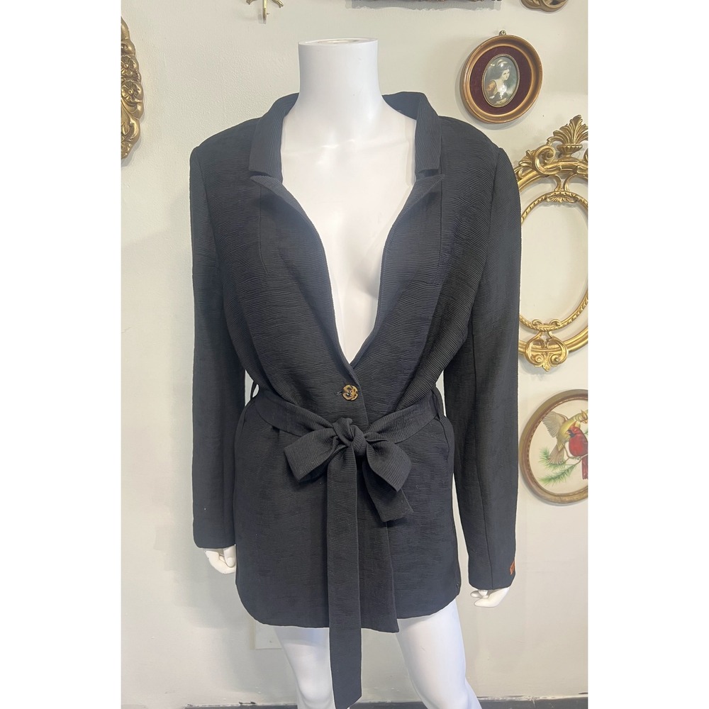 Scotch & Soda Maison Scotch Black Textured Longline Blazer Jacket Size M